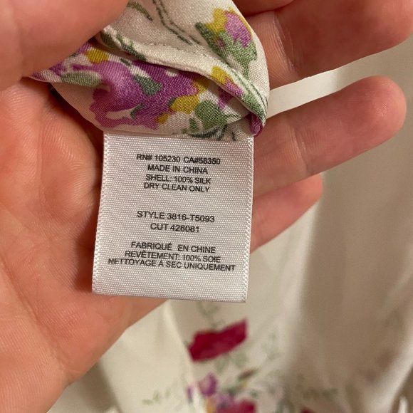 Joie Floral Floral Print Cold-Shoulder Silk Blouse - Picture 8 of 9